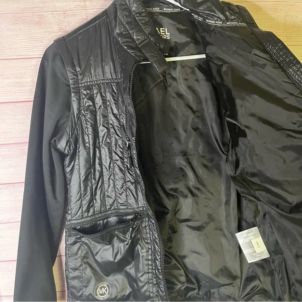 Michael Kors Black Convertible‎ Removable Sleeves Full Zipper Jacket Size Small